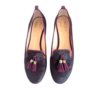 VC Signature Nancy Loafer Calf Hair Suede Flats Deep Purple Size 8.5 /38.5